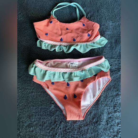 Mini Boden Kids' Watermelon Two-Piece Swimsuit size 7/8 - Picture 5 of 5